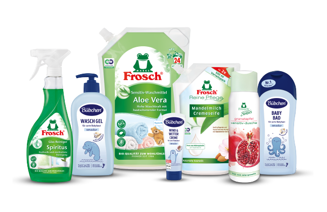 EKO-PUNKT - Bild Auszug Frosch und Bübchen Sortiment - gemeinsam nachhaltig und ökologisch handeln